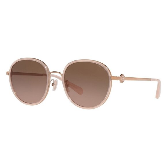 New COACH C6179 Pink Round HC7129 56465M Sunglasses Women - Picture 1 of 4